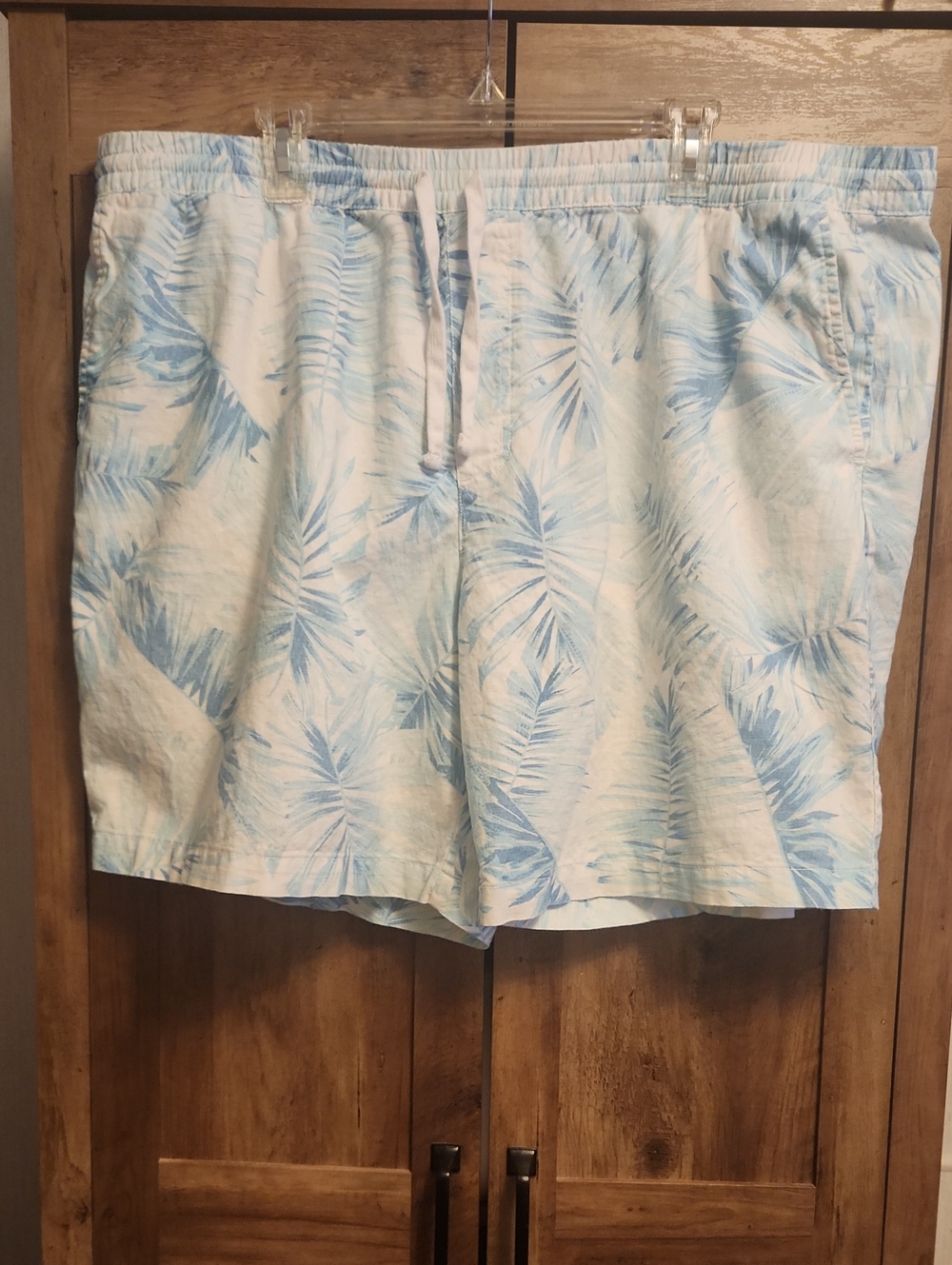 Cubavera Linen Blend Aqua Big & Tall Palm Tropical Swim Beach Shorts Trunks